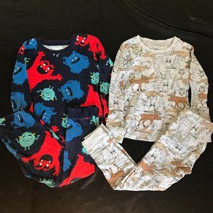 2 long sleeve pajamas 5T monsters forest animals